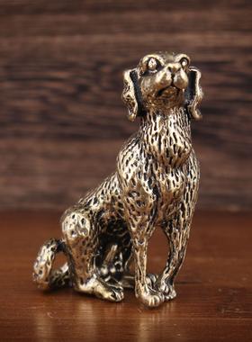 古董古玩铜器桌面摆件斗犬沙皮狗实心铜黄铜生肖茶宠黄铜贵宾犬