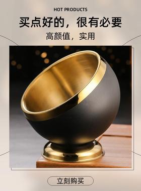 不锈钢入户钥匙收纳玄关摆件入门轻奢高档装饰果皮缸桌面垃圾桶大