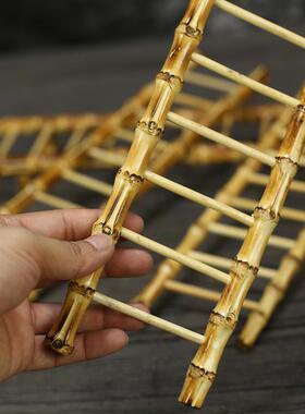 创意竹鞭梯财富节节高竹鞭小梯子竹根竹梯寓意步步高升茶杯架摆件