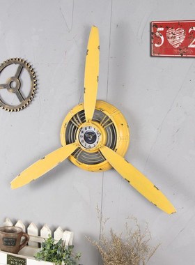 怀旧复古工业风飞机挂钟美式墙面装饰创意挂饰客V厅大气钟表挂件