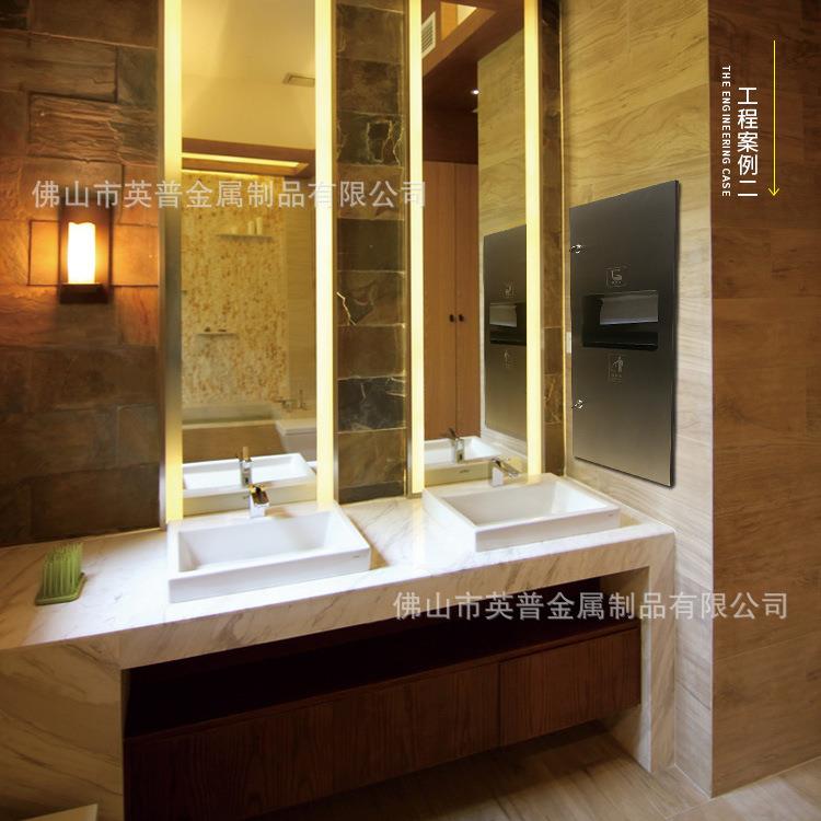 二合一抽纸盒304不锈钢纸巾架酒店商场垃圾桶厂家直销暗装A533B - 图2