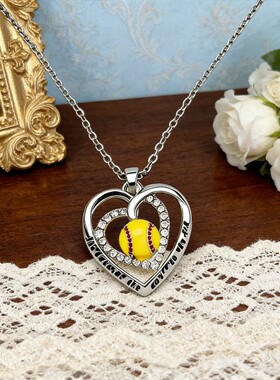 欧美风爱心篮球项链运动排球棒球锁骨链时尚友谊吊坠饰品跨境