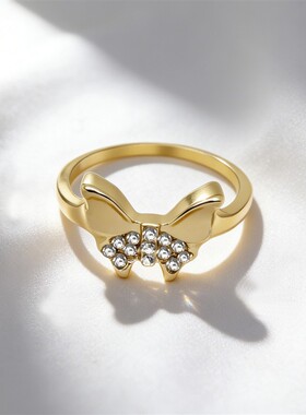 亚马逊外贸新款复古水钻树叶花朵戒指镶钻叶子蝴蝶戒指跨境