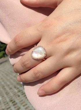 纯银微镶锆石白色耳环戒指锁骨链