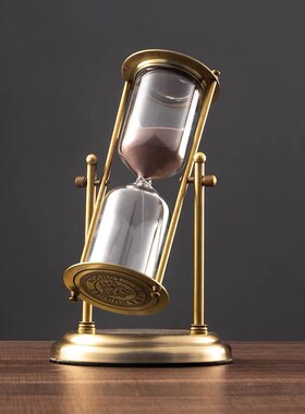 复古轻奢沙漏计时器30分u钟办公室桌面创意金属摆件客厅家居装饰