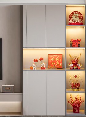 高档客厅装饰品摆件入户玄关酒柜轻奢G餐边柜财进新居柴火乔迁之