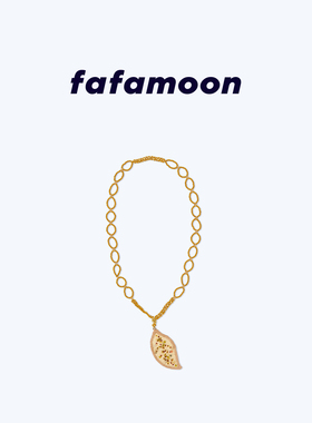 【2026秋冬新品】fafamoon设计师品牌叶片刺绣长项链