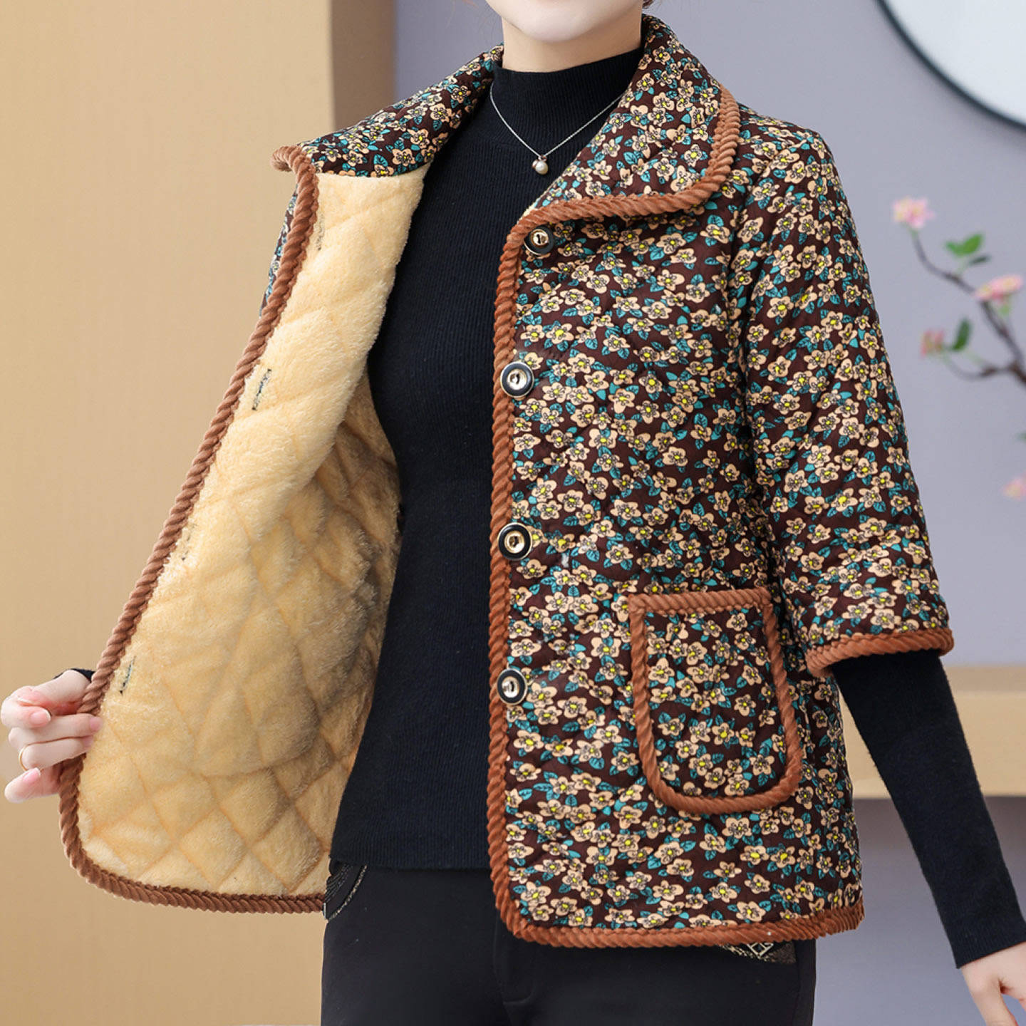 冬季新款时尚百搭加绒加厚半袖马甲女士中老年妈妈装保暖中袖棉服,淘宝优惠券,粉丝福利购,淘宝优惠卷