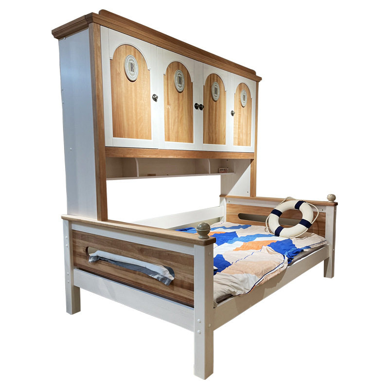 SLAAB836全实木儿童衣柜床一体床柜储物小户型省空间高箱床卧室家,淘宝优惠券,粉丝福利购,淘宝优惠卷