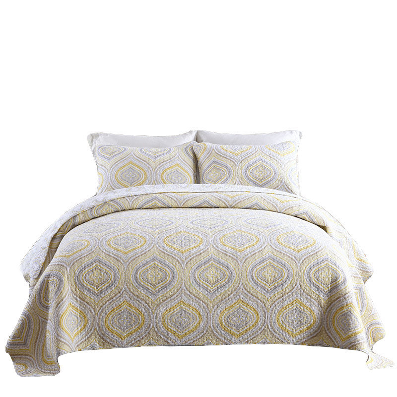 美式田园纯棉绗缝被欧式双人床盖三件套全棉水洗空调W被夹棉厚床,淘宝优惠券,粉丝福利购,淘宝优惠卷