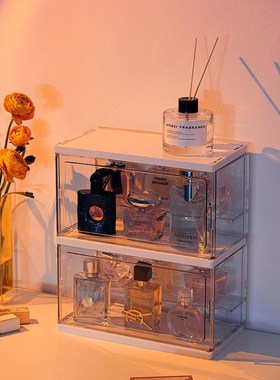 透明香水收纳盒防尘避光展示x柜桌面小样化妆品梳妆台护肤品置物