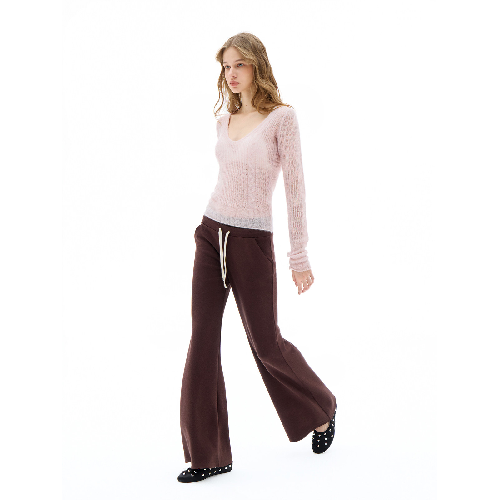 call it a day 粉色马海毛V领绞花针织衫毛衣微透收腰上衣含羊毛,淘宝优惠券,粉丝福利购,淘宝优惠卷