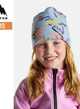日本直邮Burton Burke Beanie 儿童抓绒针织帽 翻边 刺绣Logo 单