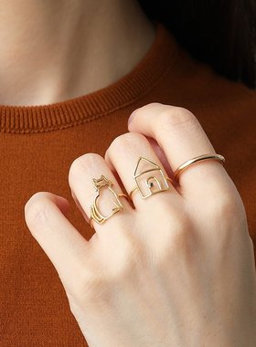 日本直邮ALIITA 戒指 MIAU RING 女士猫图案猫戒指 黄金-9KT