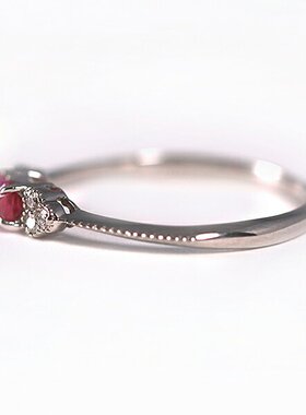 日本直邮（r239578）女士铂金红宝石钻石戒指 0.2ct0.04ct 方形款