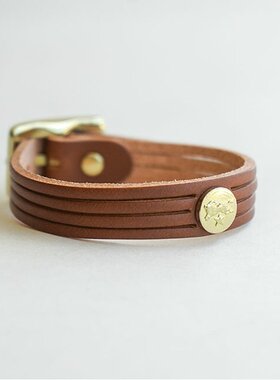 日本直邮5412305197 IL BISONTE 镶嵌皮革手链 皮革真皮