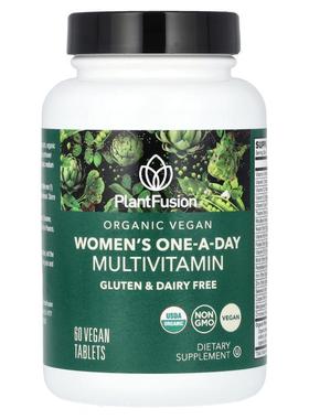 PlantFusion,Women's One-A-Day Mutivitamin, 60 Vegan Tablets