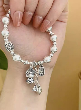 小众设计民族风古法圆珠手串宝宝佛两世欢手链女简约百搭新款