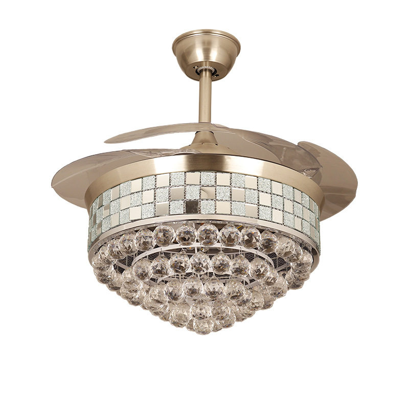 北欧水晶隐形吊扇灯餐厅客厅风扇灯豪华家用现代带灯电风扇吊灯,淘宝优惠券,粉丝福利购,淘宝优惠卷