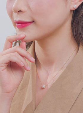 【亲节礼物】18K金正圆有瑕akoya海水珍珠吊坠时尚百搭送女友