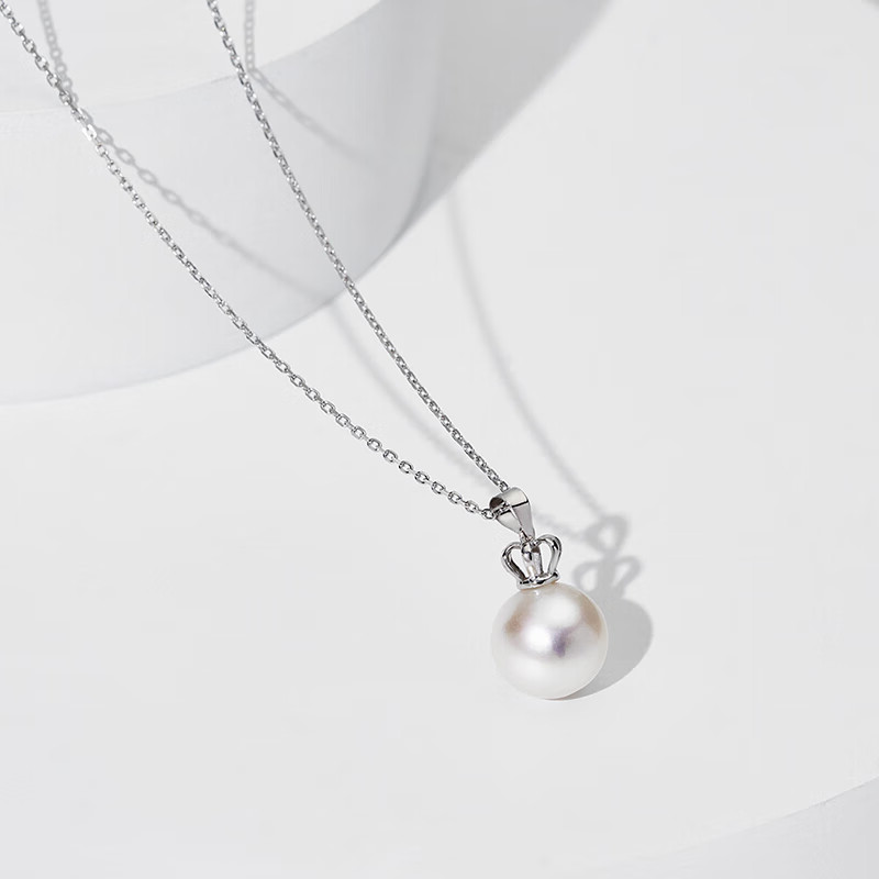 亲节礼物为爱加冕18K金珍珠吊坠女正圆高亮淡水珍珠项链送妈妈 - 图2