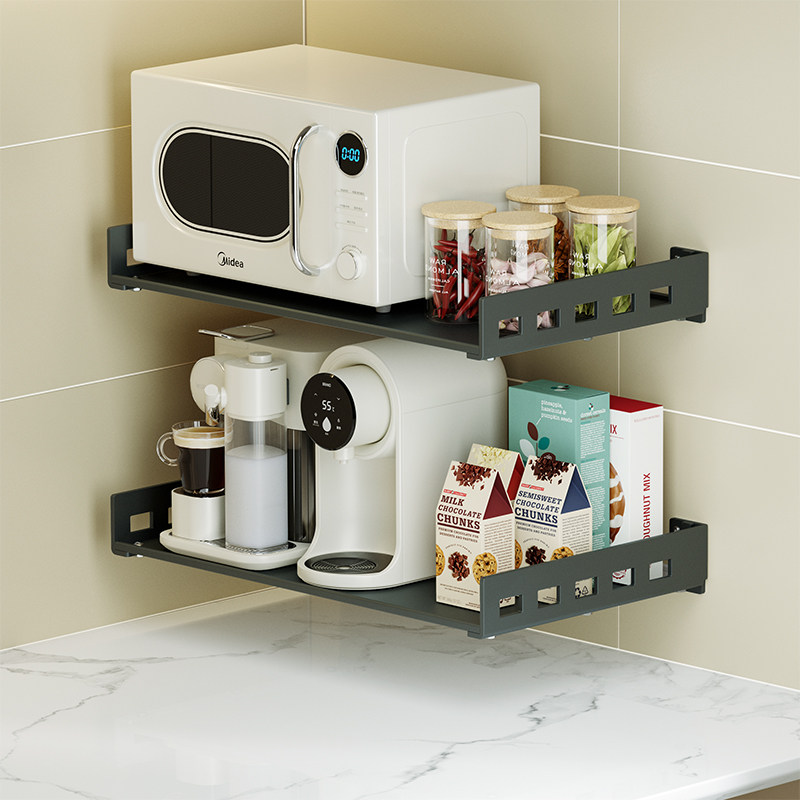 免打孔微波炉架厨房置物架收纳多功能壁挂式墙Q上电饭煲放烤箱架,淘宝优惠券,粉丝福利购,淘宝优惠卷