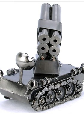 铁艺坦克模型金属大炮创意手工艺B品家居装饰品四筒装甲车模小摆