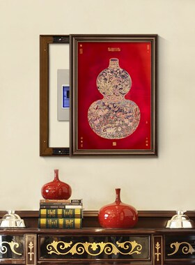 葫芦配电箱电表箱装饰画竖版中式复E古电闸箱遮挡美式玄关福禄挂