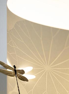 蜻蜓氛围灯卧室床头柜装饰品摆件小夜灯新中式睡眠灯实木极简