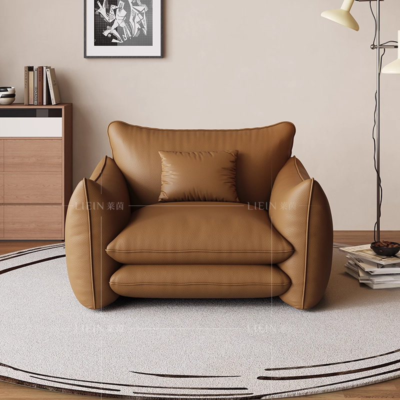 意式极简头层牛真皮沙发椅单人位客厅小户型皮艺沙发简约现代家用,淘宝优惠券,粉丝福利购,淘宝优惠卷