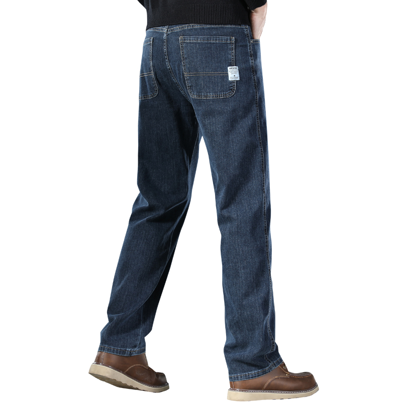 真维斯男士加绒牛仔裤秋冬2024新款直筒大码阔腿裤休闲长裤子男款