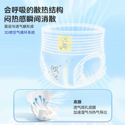 布班迪婴儿拉拉裤男女宝宝超薄透气纸尿裤夜用防漏NB-5XL码尿不湿 - 图0