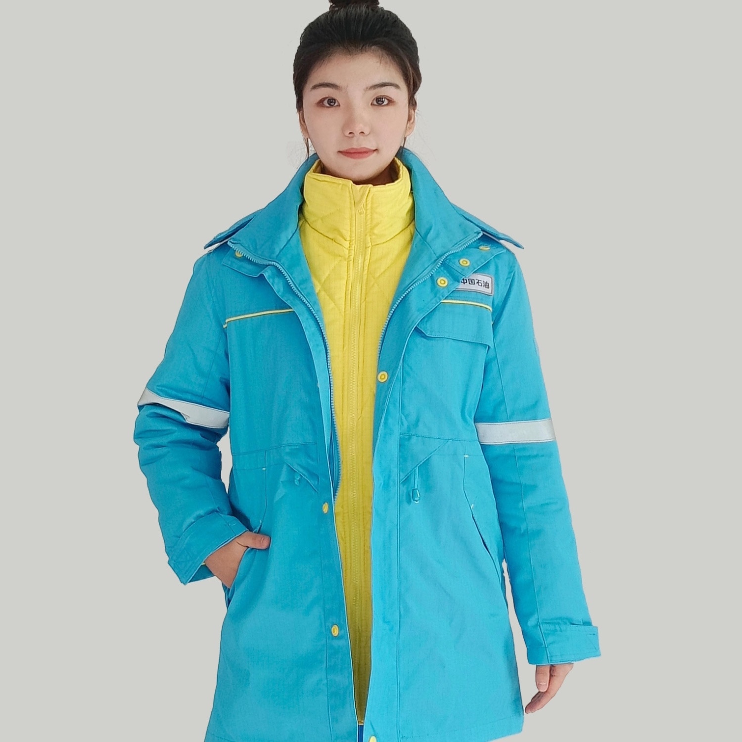 中石油加油站工作服冬季棉袄套装防静电中石化工石油防寒冬季棉服 - 图1
