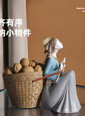 创意人物玄关钥匙收纳摆件家居饰品门口进门茶几装U饰品客厅工艺