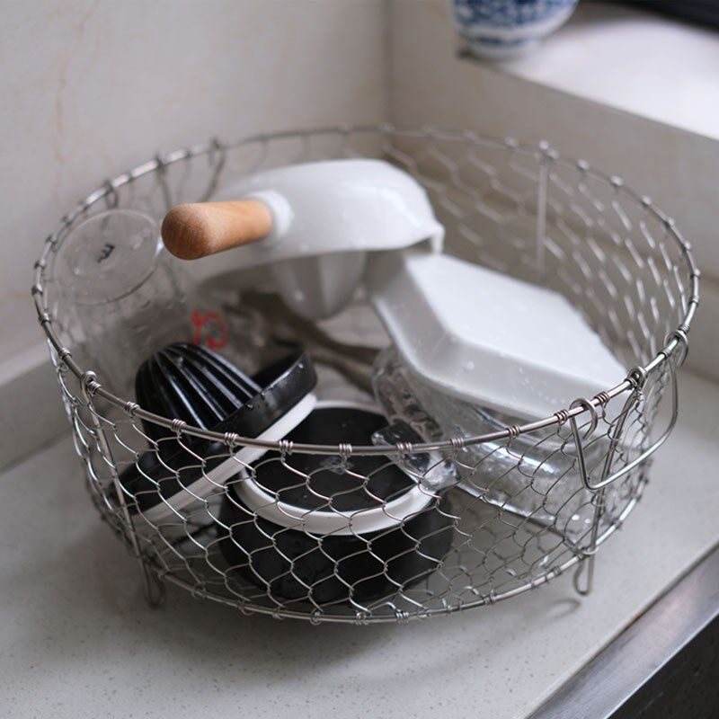 雨花石杂货手工编织不锈钢沥水篮自制G碗碟杂物收纳篮水果篮漏水,淘宝优惠券,粉丝福利购,淘宝优惠卷