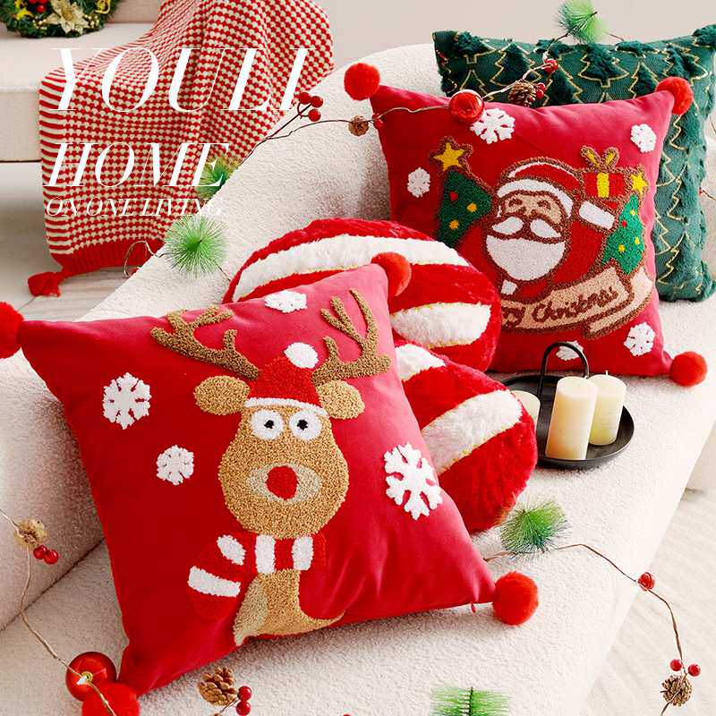 Christmas festive pillowcase holiday decoration American pillow living room sofa cushion cute children's bay window bed
