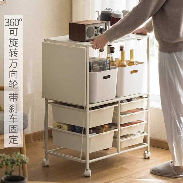 Kitchen sideboard multi-layer storage rack floor-standing storage cabinet multi-function living room movable cart for household use