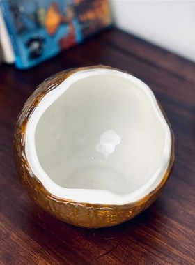 椰子壳收纳摆件乔迁入户玄关钥匙置物架桌面首饰化U妆品陶瓷收纳