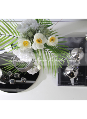 金属圆托盘客厅餐厅高级艺术轻奢A花艺花瓶花器餐桌餐边柜烛台摆