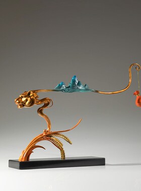 《财富满仓》全铜老虎摆件u工艺品铜器家居客厅办公室书房玄关装