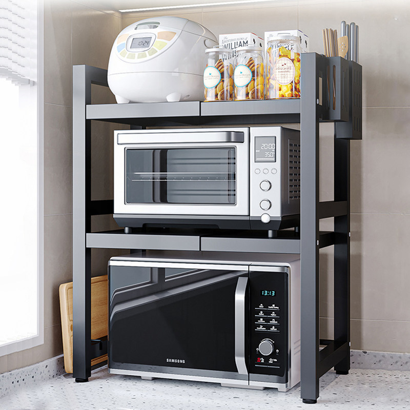 厨房微波炉置g物架家用桌面伸缩双层收纳架白色台面碳钢电烤箱架,淘宝优惠券,粉丝福利购,淘宝优惠卷