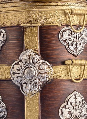 藏式八吉祥糌粑盒客m厅居家用复古糌粑桶青稞盒米盒藏族糖果盒摆