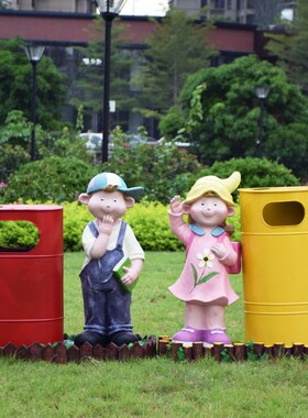 别墅花园庭院卡通人物垃圾桶雕塑幼儿园景区N户外草坪商场装饰摆