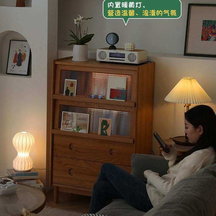 北欧实木电视边柜家用简约书柜杂志柜客厅沙发边柜卧室收纳置物柜,淘宝优惠券,粉丝福利购,淘宝优惠卷