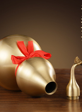 铜葫芦纯铜摆件挂件黄铜开口开盖空心J客厅真品装朱砂一对工艺品