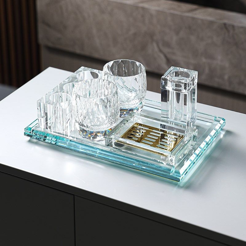 高档水晶牙刷置j物架卫生间酒店托盘牙具浴室桌面收纳轻奢洗漱套,淘宝优惠券,粉丝福利购,淘宝优惠卷