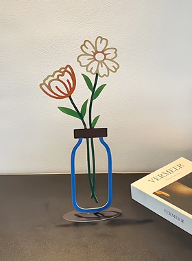 新家的100个快递｜2d平面彩印花瓶装饰摆件创意桌面客厅插花ins风