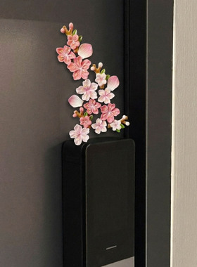 3d立体桃花智能门锁装饰入户门遮丑神器磁吸无痕氛围感装饰冰箱贴
