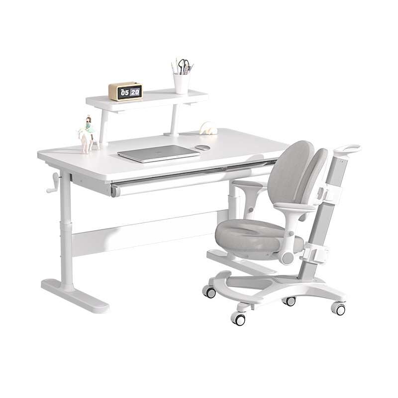 2023 white children's study desk and chair can lift with bookshelf solid wood desk desk and chair environmentally friendly solid wood