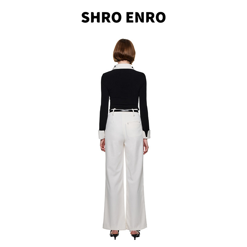 SHRO ENRO2025秋季新款可拆卸手工钉花修身Polo针织打底衫女上衣,淘宝优惠券,粉丝福利购,淘宝优惠卷